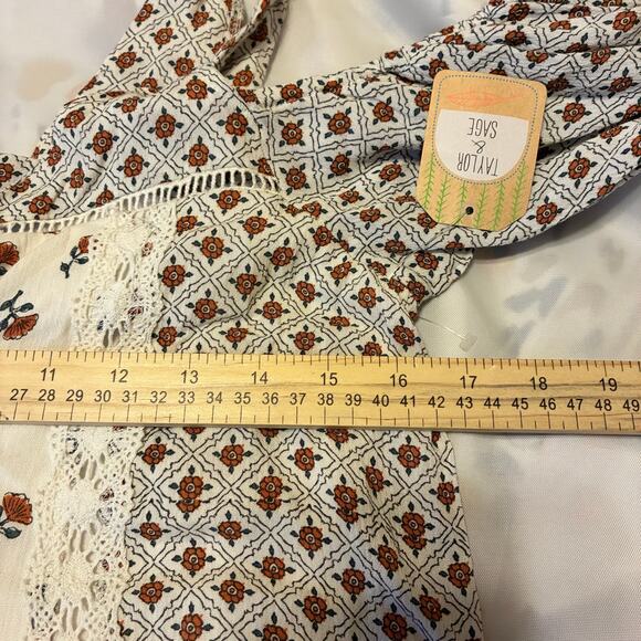 Taylor & Sage NEW Cream Red Floral Mini V-Neck Women’s Dress Off Shoulder US S - Picture 5 of 7